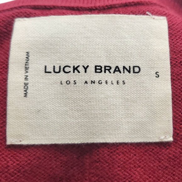 Lucky Brand Womens V-Neck Sweater S Red Cotton/Cashmere Oversized Cloud Soft - Picture 2 of 11